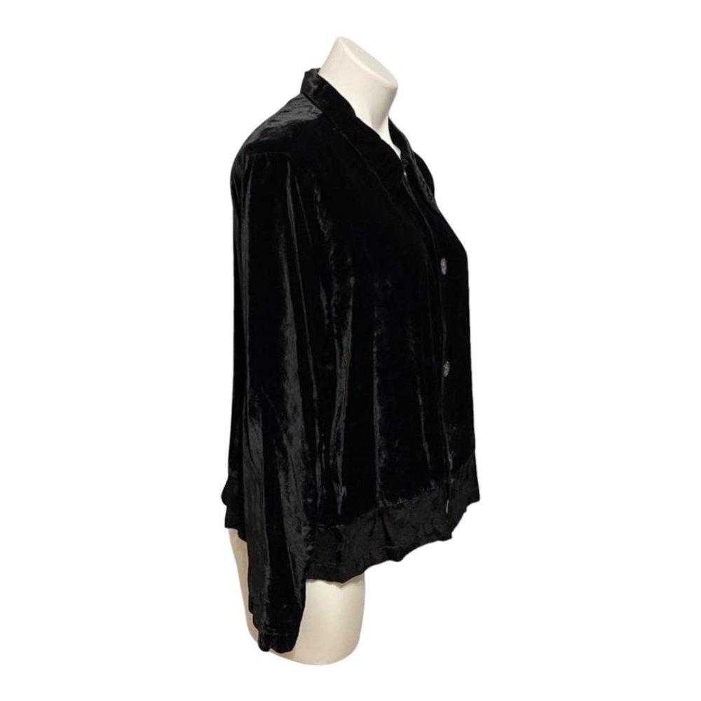 CP Shades Small Black Button Front Velvet Jacket Blazer - Picture 3 of 6